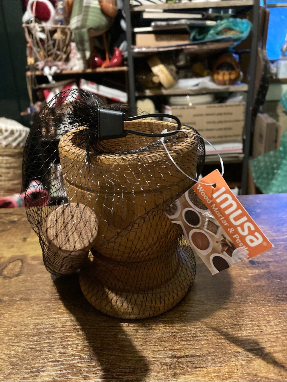 New Imusa wood mortar & pestle